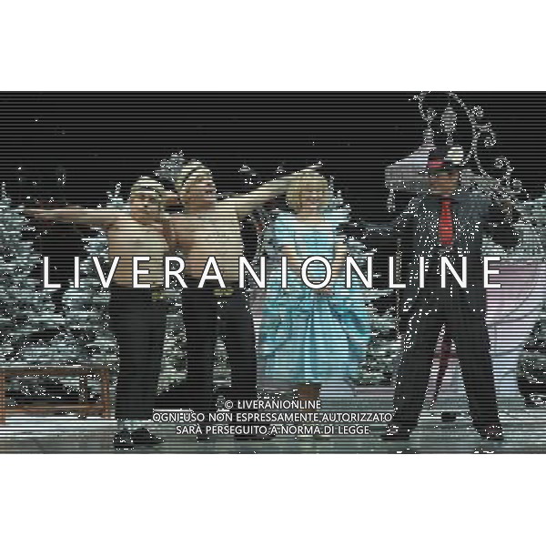 Pictured: Stavros Flatley, Joanna Page and Dirk Benedict First Family Entertainment press launch photocall, PIccadilly Theatre, London, UK. 26/11/2010 Byline: Retna Pictures/Kiera Fyles /PHOTOSHOT/AG ALDO LIVERANI SAS - ITALY ONLY -