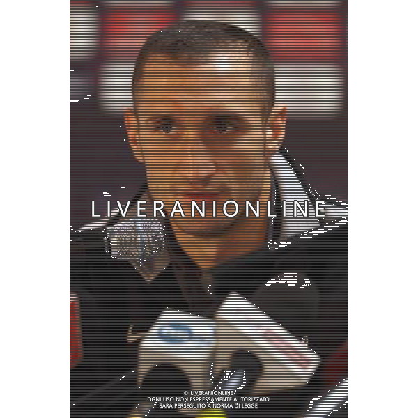 POZNAN 30.11.2010 CONFERENZA STAMPA JUVENTUS PRIMA DELLA PARTITA DI EUROPA LEAGUE 2010-2011 CONTRO IL LECH POZNAN nella foto: GIORGIO CHIELLINI © JAKUB PIASECKI / CYFRASPORT - NEWSPIX. PL - AG. ALDO LIVERANI SAS ITALY ONLY 