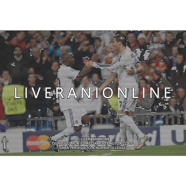 MADRID 09/12/2010 CHAMPIONS LEGUE REAL MADRID-AUXERRE NELLA FOTO Karim Benzema and Cristiano Ronaldo and Lassana Diarra FOTOALFAQUI-AG ALDO LIVERANI ONLY ITALY 