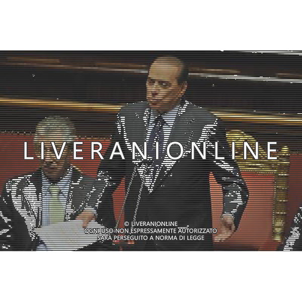 Roma - 13/12/2010 - Palazzo Madama - Dichiarazione sulla fiducia del Presidente del Consiglio Silvio Berlusconi - nella foto: UMBERTO BOSSI - SILVIO BERLUSCONI © Fabrizio Corradetti - ag. Aldo Liverani sas