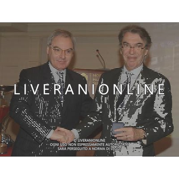 MILANO 13-12-2010 HOTEL PRINCIPE DI SAVOIA CALCIO LEGA CALCIO PREMIAZIONI ANNO CALCISTICO SERIE A TIM 2009-2010 NELLA FOTO MASSIMO MORATTI MAURIZIO BERETTA PH.FIOCHI/AG ALDO LIVERANI SAS