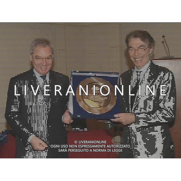 MILANO 13-12-2010 HOTEL PRINCIPE DI SAVOIA CALCIO LEGA CALCIO PREMIAZIONI ANNO CALCISTICO SERIE A TIM 2009-2010 NELLA FOTO MASSIMO MORATTI MAURIZIO BERETTA PH.FIOCHI/AG ALDO LIVERANI SAS