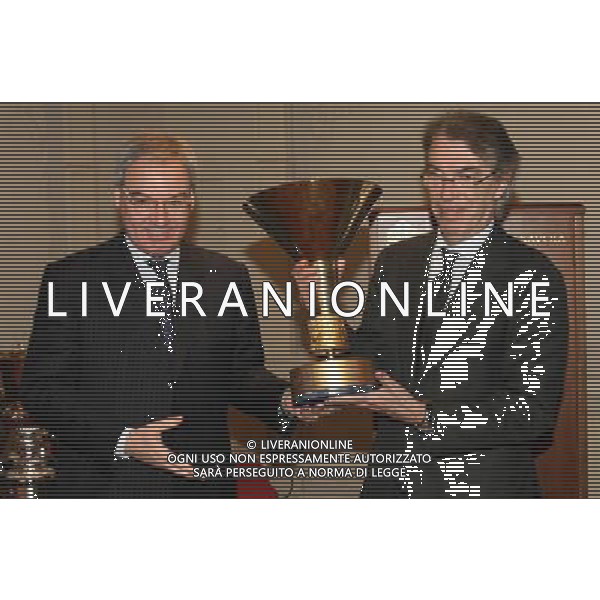 MILANO 13-12-2010 HOTEL PRINCIPE DI SAVOIA CALCIO LEGA CALCIO PREMIAZIONI ANNO CALCISTICO SERIE A TIM 2009-2010 NELLA FOTO MASSIMO MORATTI MAURIZIO BERETTA PH.FIOCHI/AG ALDO LIVERANI SAS