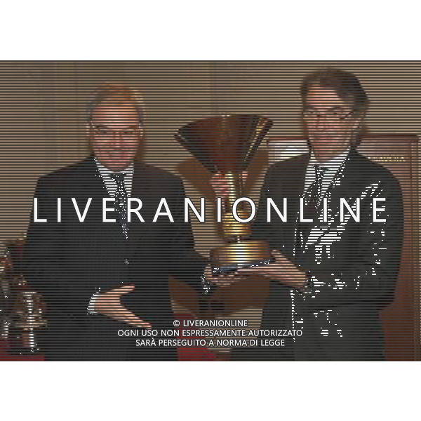 MILANO 13-12-2010 HOTEL PRINCIPE DI SAVOIA CALCIO LEGA CALCIO PREMIAZIONI ANNO CALCISTICO SERIE A TIM 2009-2010 NELLA FOTO MASSIMO MORATTI MAURIZIO BERETTA PH.FIOCHI/AG ALDO LIVERANI SAS