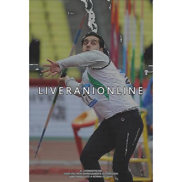 (101214) -- GUANGZHOU, Dec. 14, 2010 () -- Sajad Nikparast of Iran competes during the men\'s javelin throw F13 final match at the Guangzhou 2010 Asian Para Games in Guangzhou, south China\'s Guangdong Province, Dec. 14, 2010. Sajad Nikparast of Iran won the bronze medal of the event with 55.98 meters. (/Ren Junchuan) (xm) AG. ALDO LIVERANI SAS ITALY ONLY