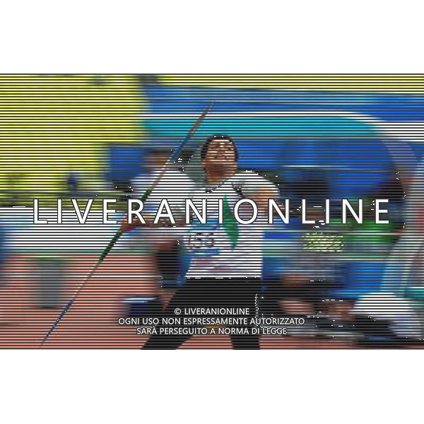 (101214) -- GUANGZHOU, Dec. 14, 2010 () -- Seyed Erfan Hosseini Liravi of Iran competes during the men\'s javelin throw F13 final match at the Guangzhou 2010 Asian Para Games in Guangzhou, south China\'s Guangdong Province, Dec. 14, 2010. Seyed Erfan Hosseini Liravi of Iran won the gold medal of the event with 59.50 meters and broke the world record. (/Ren Junchuan) (xm) AG. ALDO LIVERANI SAS ITALY ONLY