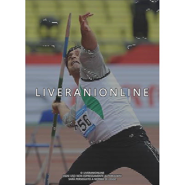 (101214) -- GUANGZHOU, Dec. 14, 2010 () -- Seyed Erfan Hosseini Liravi of Iran competes during the men\'s javelin throw F13 final match at the Guangzhou 2010 Asian Para Games in Guangzhou, south China\'s Guangdong Province, Dec. 14, 2010. Seyed Erfan Hosseini Liravi of Iran won the gold medal of the event with 59.50 meters and broke the world record. (/Ren Junchuan) (xm) AG. ALDO LIVERANI SAS ITALY ONLY