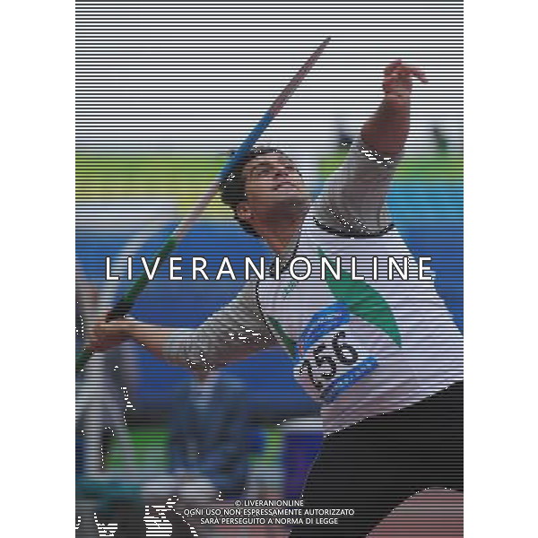 (101214) -- GUANGZHOU, Dec. 14, 2010 () -- Seyed Erfan Hosseini Liravi of Iran competes during the men\'s javelin throw F13 final match at the Guangzhou 2010 Asian Para Games in Guangzhou, south China\'s Guangdong Province, Dec. 14, 2010. Seyed Erfan Hosseini Liravi of Iran won the gold medal of the event with 59.50 meters and broke the world record. (/Ren Junchuan) (xm) AG. ALDO LIVERANI SAS ITALY ONLY