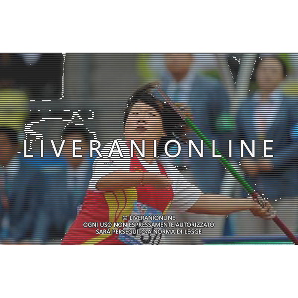 (101214) -- GUANGZHOU, Dec. 14, 2010 () -- Jia Qianqian of China competes during the women\'s javelin throw F37/38 final of athletics competition at the Guangzhou 2010 Asian Para Games in Guangzhou, south China\'s Guangdong Province, Dec. 14, 2010. Jia won the gold and broke the Asian record with 30.40 meters. (/Ren Junchuan) AG. ALDO LIVERANI SAS ITALY ONLY