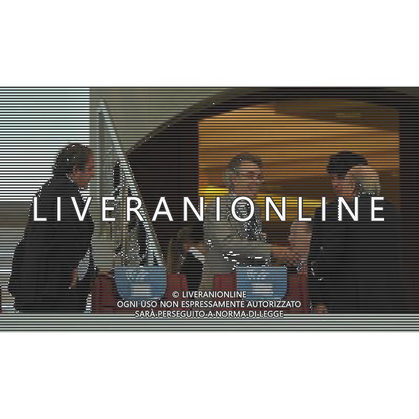 FIFA Club World Cup UAE 2010 Match #5 Abu Dhabi (Emirati Arabi) Zayed Sports City - 15.12.2010 Seongnam Ilhwa FC- FC Inter Nella Foto:Massimo MORATTI-Joseph BLATTER-Michel PLATINI /Ph.Vitez-Ag. Aldo Liverani