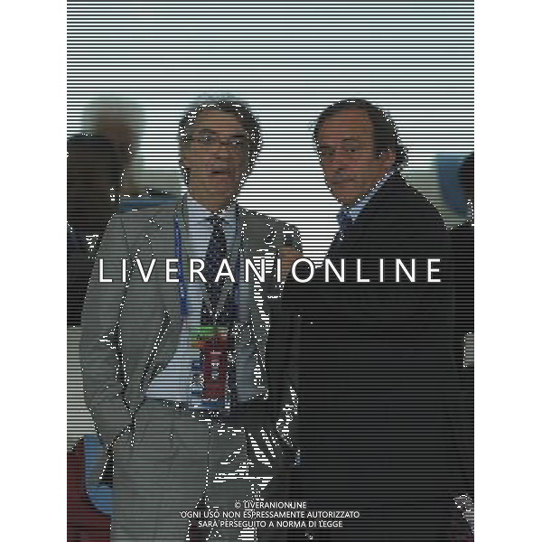 FIFA Club World Cup UAE 2010 Match #5 Abu Dhabi (Emirati Arabi) Zayed Sports City - 15.12.2010 Seongnam Ilhwa FC- FC Inter Nella Foto:Massimo MORATTI-Michel PLATINI /Ph.Vitez-Ag. Aldo Liverani