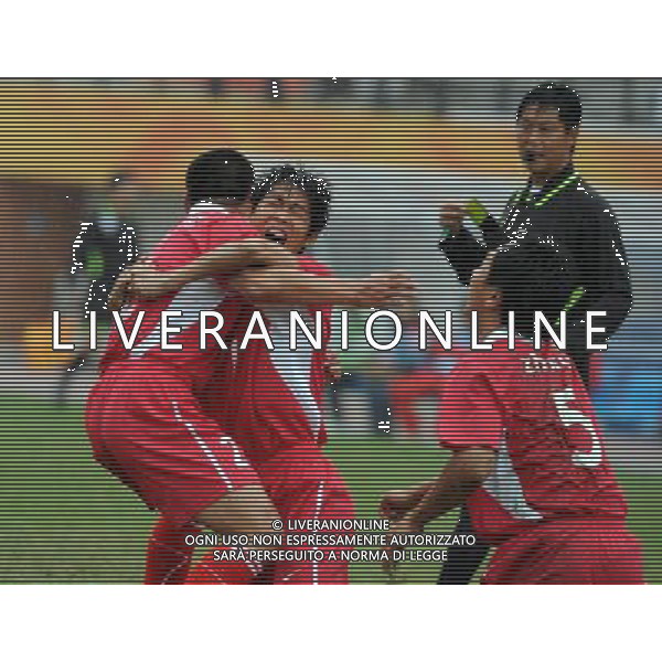 (101215) -- GUANGZHOU, Dec. 15, 2010 () -- China\'s Lin Congchang (2nd L) celebrates for his goal with teammates during the first round match of the men\'s football 7-a-side competition against Japan at the Guangzhou 2010 Asian Para Games in Guangzhou, south China\'s Guangdong Province, Dec. 15, 2010. China won 3-0. (/Han Chuanhao) AG. ALDO LIVERANI SAS ITALY ONLY