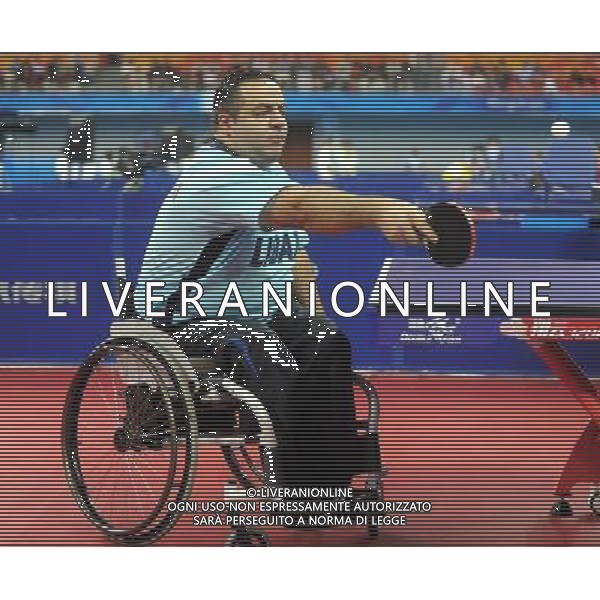 (101215) -- GUANGZHOU, Dec. 15, 2010 () -- Ahmad Abou Hachem of Lebanon returns the ball during the men\'s table tennis TT5 match at the Guangzhou 2010 Asian Para Games in Guangzhou, south China\'s Guangdong Province, Dec. 15, 2010. (/Xu Yu) AG. ALDO LIVERANI SAS ITALY ONLY