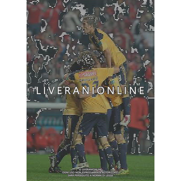 20101212: LISBON, PORTUGAL - SL Benfica vs SC Braga: Portuguese Cup 2010/2011. In picture: Fabio Coentrao and David Luiz (Benfica) celebrating goal. PHOTO: Alvaro Isidoro/CITYFILES/NEWSPIX.PL AG ALDO LIVERANI ONLY ITALY 