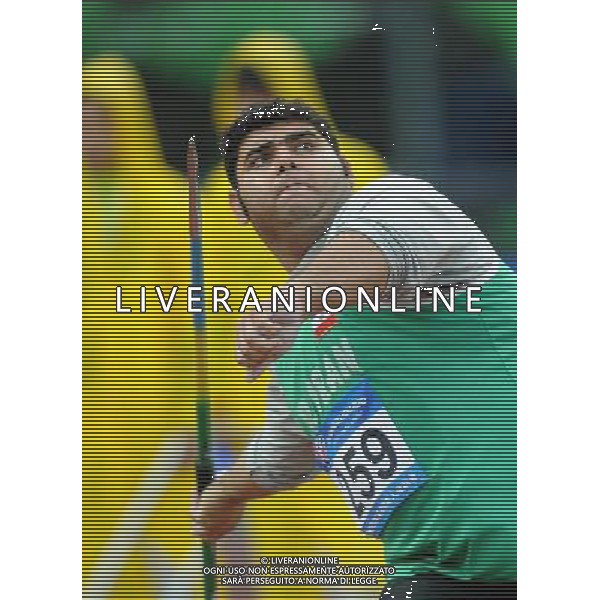(101215) -- GUANGZHOU, Dec. 15, 2010 () -- Iran\'s Mohsen Kaedi competes during the men\'s javelin throw F35/36 final of athletics competition at the Guangzhou 2010 Asian Para Games in Guangzhou, south China\'s Guangdong Province, Dec. 15, 2010. Mohsen Kaedi won the silver with 42.47 meters. (/Ren Junchuan) AG. ALDO LIVERANI SAS ITALY ONLY