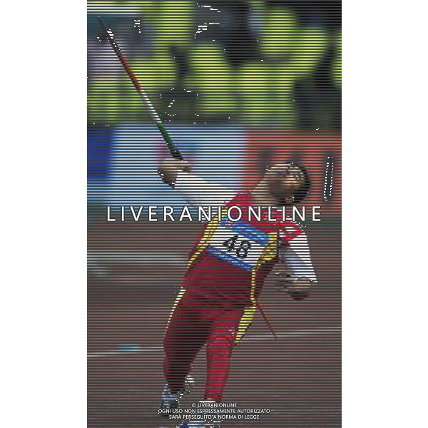 (101216) -- GUANGZHOU, Dec. 16, 2010 () -- China\'s Fu Yanlong competes during the men\'s javelin throw F42 final at the 2010 Asian Para Games in Guangzhou, capital city of south China\'s Guangdong Province, Dec. 16, 2010. Fu Yanlong took the silver medal with 45.14 meters. (/Chen Yehua) (zc) AG. ALDO LIVERANI SAS ITALY ONLY