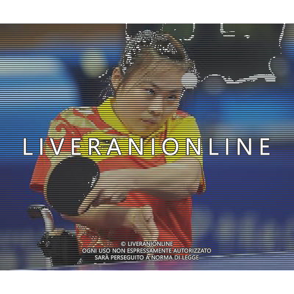 (101216) -- GUANGZHOU, Dec. 16, 2010 () -- China\'s Li Qian returns the ball to her compatriot Liu Jing during the women\'s table tennis singles TT1-3 final at the 2010 Asian Para Games in Guangzhou, capital city of south China\'s Guangdong Province, Dec. 16, 2010. Li beat Liu in the final by 3-0 and took the gold medal of the event. (/Xu Yu) (zc) AG. ALDO LIVERANI SAS ITALY ONLY