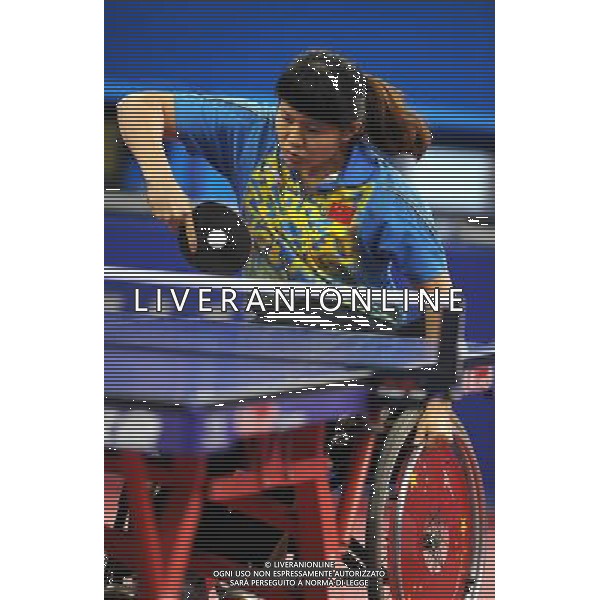 (101216) -- GUANGZHOU, Dec. 16, 2010 () -- China\'s Ren Guixiang returns the ball to her compatriot Gu Gai during the women\'s talbe tennis singles TT5 final at the 2010 Asian Para Games in Guangzhou, capital city of south China\'s Guangdong Province, Dec. 16, 2010. Ren lost the match 2-3 and took the silver medal of the event. (/Xu Yu) (zc) AG. ALDO LIVERANI SAS ITALY ONLY