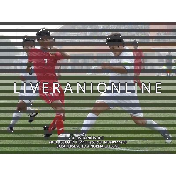 (101213) -- GUANGZHOU, Dec. 13, 2010 () -- Lin Congchang (L front) of China vies for the ball during the men\'s football 7-a-side first round match against South Korea at the Guangzhou 2010 Asian Para Games in Guangzhou, south China\'s Guangdong Province, Dec. 13, 2010. (/Han Chuanhao) AG. ALDO LIVERANI SAS ITALY ONLY