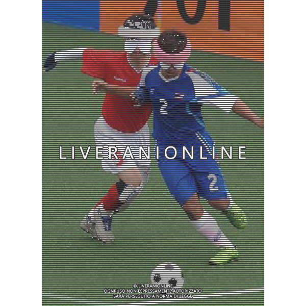 (101213) -- GUANGZHOU, Dec. 13, 2010 () -- Kittikorn Baodee (R) of Thailand competes during the preliminary of men\'s football 5-a-side against South Korea at the Guangzhou 2010 Asian Para Games in Guangzhou, south China\'s Guangdong Province, on Dec. 13, 2010. Thailand lost 2-3. (/Wang Song) AG. ALDO LIVERANI SAS ITALY ONLY