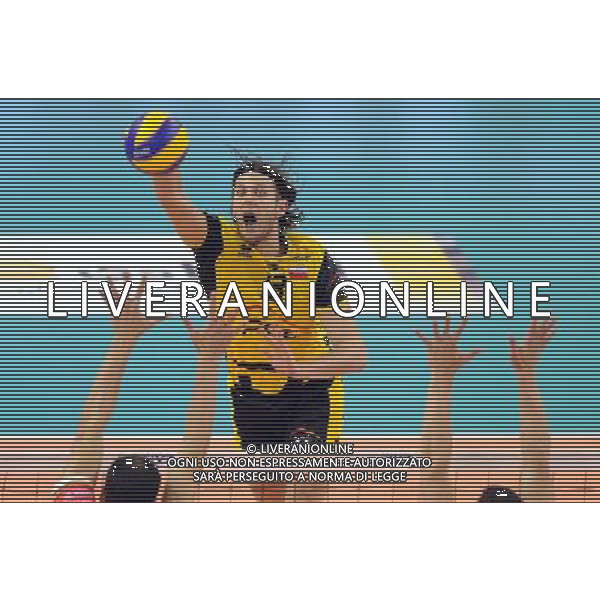 (101222) -- DOHA, Dec. 22, 2010 () -- Michal Winiarski (above) of PGE Skra Belchatow of Poland competes during the final at the 2010 FIVB men\'s club world championships against Trentino BetClic of Italy in Doha, capital of Qatar, Dec. 21, 2010. PGE Skra Belchatow lost 1-3 to take the 2nd place. (/Chen Shaojin) ©photoshot/Agenzia Aldo Liverani Sas - ITALY ONLY - Trentino BetClic (Italia) - PGE Skra Belchatow (Polonia) finale maschile campionati mondiale per club 2010 FIVB a Doha, capitale del Qatar, 21 dicembre 2010. Trentino BetClic e\' campione ha vinto 3-1.