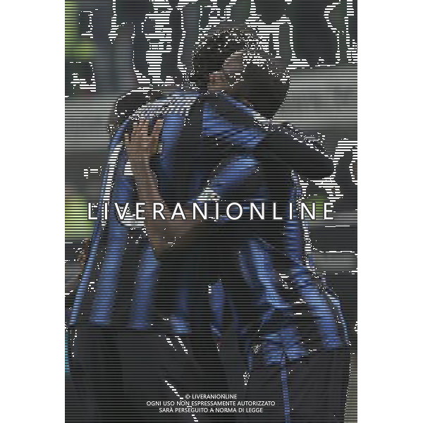 Inter - Genoa Coppa Italia Tim Cup 12/01/2011 nella foto esultanza dopo il gol di samuel eto\'o con andrea ranocchia ©luzzani/Agenzia Aldo Liverani Sas