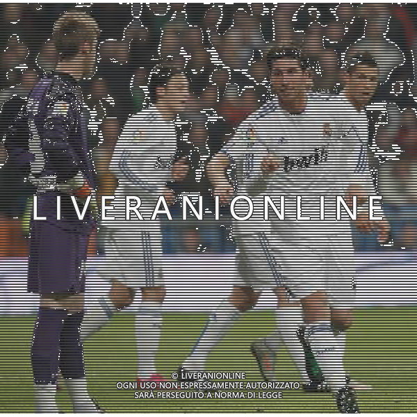 Real Madrid\'s Sergio Ramos scores during spanish cup match on January 13th 2011. Photo: Cesar Cebolla / ALFAQUI AG ALDO LIVERANI ONLY ITALY