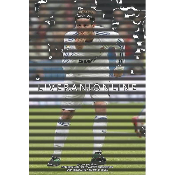 Real Madrid\'s Sergio Ramos scores during spanish cup match on January 13th 2011. Photo: Cesar Cebolla / ALFAQUI AG ALDO LIVERANI ONLY ITALY