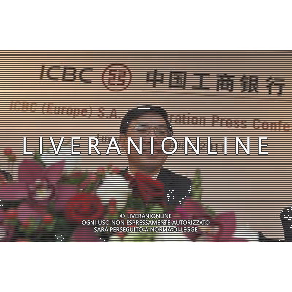 (110.117) - LUSSEMBURGO, 17 gen 2011 Il presidente della Industrial and Commercial Bank of China (ICBC) Jiang Jianqing durante una una conferenza stampa a Lussemburgo .Il colosso bancario cinese ICBC ha annunciato l\'espansione delle attivitö in Europa . ICBC ha rinominato la propria filiale lussemburghese di ICBC (Europa) SA e ha aperto cinque nuove filiali a Parigi, Bruxelles, Amsterdam, Milano e Madrid. (/ Wu Wei) AG. ALDO LIVERANI SAS ITALY ONLY