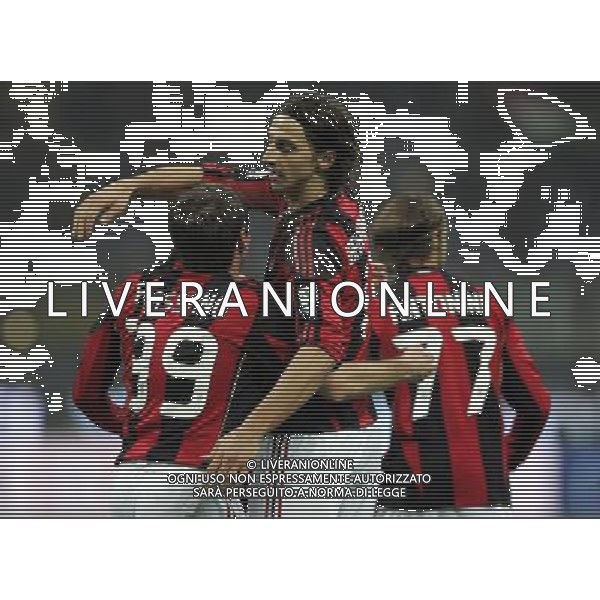 Milan - Bari Coppa Italia Tim Cup 20/01/2011 nella foto esultanza di zlatan ibrahimovic con antonio cassano ©luzzani/Agenzia Aldo Liverani Sas