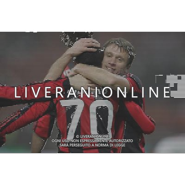 Milan - Bari Coppa Italia Tim Cup 20/01/2011 nella foto esultaza dopo il gol di robinho con antonio cassano ©luzzani/Agenzia Aldo Liverani Sas