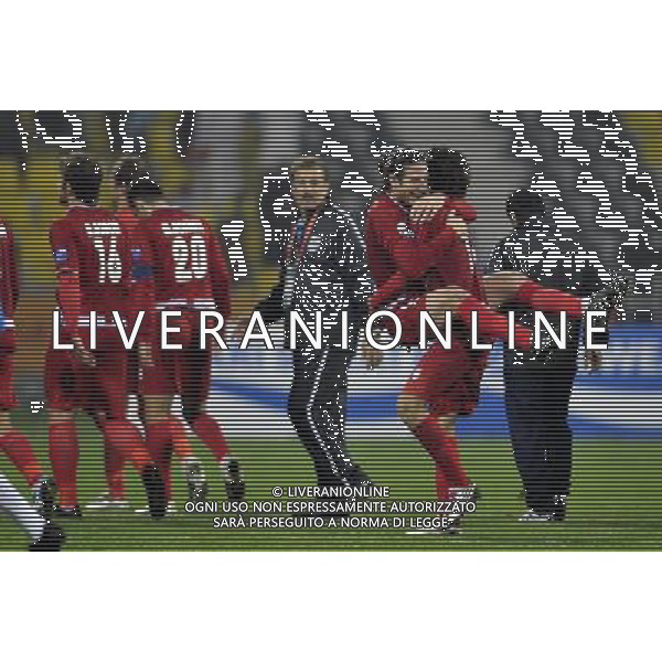 (110115) -- DOHA, Jan. 19, 2011 () -- Iranian player Anderanik Teymourian (3rd R) celebrates with his teammate after the Asian Cup group D soccer match against the United Arab Emirates (UAE) in Doha, capital of Qatar, Jan. 19, 2011. Iran beat UAE 3-0. (/Tao Xiyi) (wjd) COPPA D\'ASIA 2011 GRUPPO D IRAN VS EMIRATI ARABI UNITI AG. ALDO LIVERANI SAS ITALY ONLY