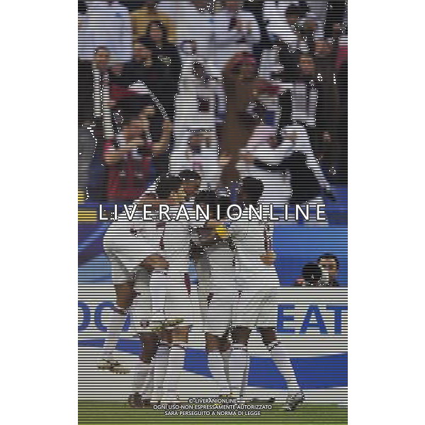 (110121) -- DOHA, Jan. 21, 2011 () -- Palyers of Qatar celebrate a goal during the 2011 Asian Cup quarter-final football match against Japan in Doha, capital of Qatar, Jan. 21, 2011. (/Tao Xiyi) /PHOTOSHOT/AG ALDO LIVERANI SAS - ASIAN CUP 2011 ITALY ONLY