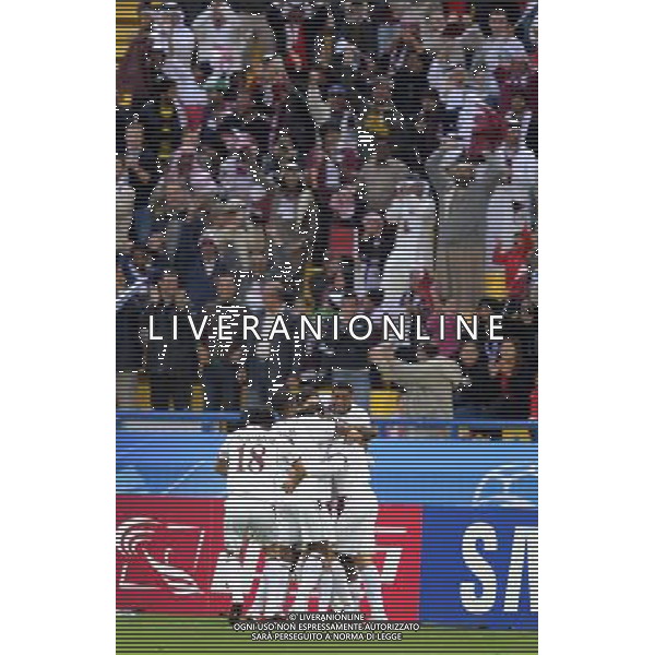 (110121) -- DOHA, Jan. 21, 2011 () -- Qatari players celebrate their goal during the 2011 Asian Cup quarter-final football match against Japan in Doha, capital of Qatar, Jan. 21, 2011. Japan won 3-2 and advanced to the semifinal. (/Chen Shaojin) /PHOTOSHOT/AG ALDO LIVERANI SAS - ASIAN CUP 2011 ITALY ONLY