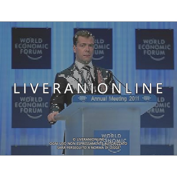 DAVOS/SWITZERLAND, 26JAN11 - Dimitry Medvedev, President of the Russian Federation delivers the \'Opening Address\' at the Annual Meeting 2011 of the World Economic Forum in Davos, Switzerland, January 26, 2011. World Economic Forum ©PHOTOSHOT/Agenzia Aldo Liverani Sas - ITALY ONLY - EDITORIAL USE ONLY -