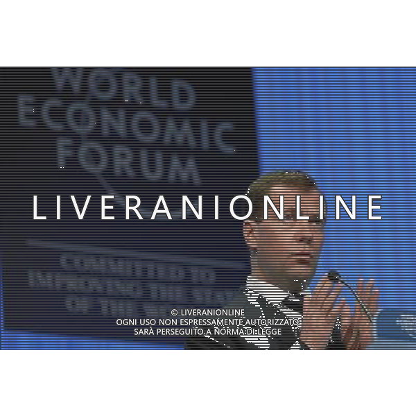 (110127) -- DAVOS, Jan. 27, 2011 () -- Russian President Dmitry Medvedev speaks at the opening session of the World Economic Forum in Davos, Switzerland, Jan. 26, 2011. The 41st World Economic Forum kicked off here Wednesday with the theme of \'Shared Norms for the New Reality\'. More than 2,500 elites from over 100 countries will focus their discussions during the five-day meeting on four main topics: responding to the new reality, the economic outlook and defining policies for inclusive growth, supporting the G20 agenda and building a risk response network. (/World Economic Forum) (lyx) ©PHOTOSHOT/Agenzia Aldo Liverani Sas - ITALY ONLY - EDITORIAL USE ONLY -