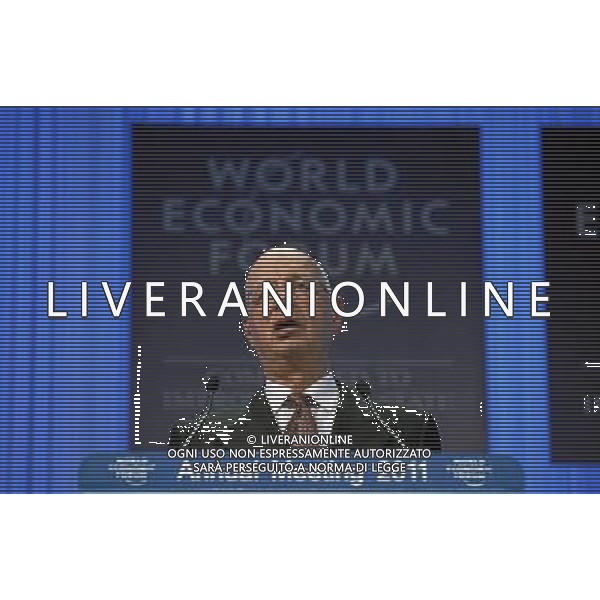 (110127) -- DAVOS, Jan. 27, 2011 () -- World Economic Forum founder and Executive Chairman Klaus Schwab speaks at the opening session of the World Economic Forum in Davos, Switzerland, Jan. 26, 2011. The 41st World Economic Forum kicked off here Wednesday with the theme of \'Shared Norms for the New Reality\'. More than 2,500 elites from over 100 countries will focus their discussions during the five-day meeting on four main topics: responding to the new reality, the economic outlook and defining policies for inclusive growth, supporting the G20 agenda and building a risk response network. (/World Economic Forum) (lyx) ©PHOTOSHOT/Agenzia Aldo Liverani Sas - ITALY ONLY - EDITORIAL USE ONLY -