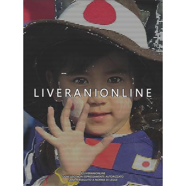 (110125) -- DOHA, Jan. 25, 2011 () -- A little fan reacts before the semifinal between Japan and South Korea at the Asian Cup in Doha, capital of Qatar, Jan. 25, 2011. (/Tao Xiyi)(lm) Doha , Coppa d\'Asia 2011 semifinali Giappone vs Corea del Sud AG. ALDO LIVERANI SAS ITALY ONLY