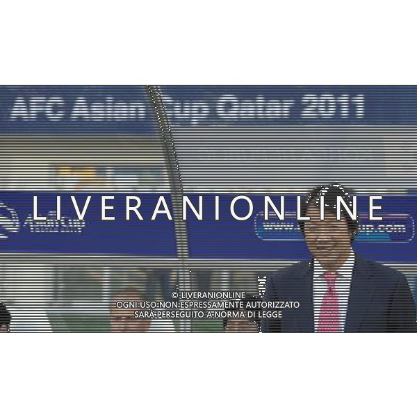 (110125) -- DOHA, Jan. 25, 2011 () -- Cho Kwang Rae, head coach of South Korea, reacts before the semifinal between Japan and South Korea at the Asian Cup in Doha, capital of Qatar, Jan. 25, 2011. (/Chen Shaojin)(lm) Doha , Coppa d\'Asia 2011 semifinali Giappone vs Corea del Sud AG. ALDO LIVERANI SAS ITALY ONLY