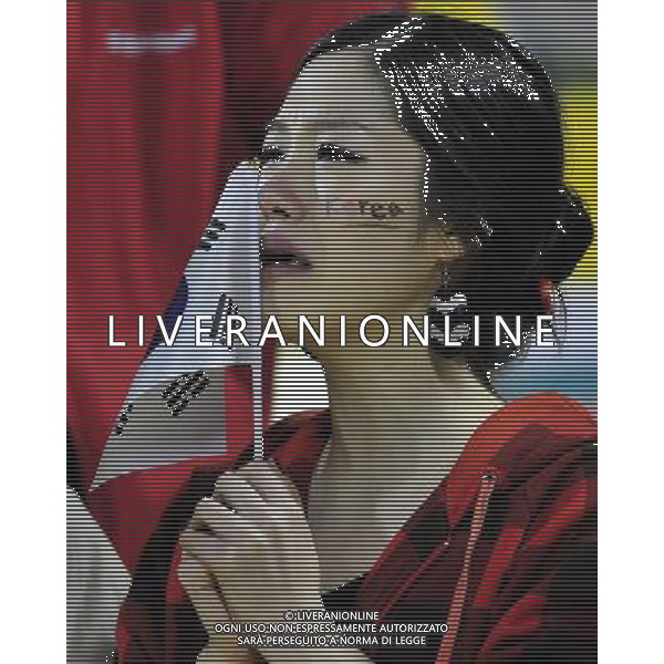 (110126) -- DOHA, Jan. 26, 2011 () -- A supporter of South Korea reacts for the loss during the semifinal match between Japan and South Korea at the Asian Cup in Doha, capital of Qatar, Jan. 25, 2011. Japan defeated South Korea 3-0 on penalties after a 2-2 draw to reach the Asian Cup final. (/Tao Xiyi)(xm) Doha , Coppa d\'Asia 2011 semifinali Giappone vs Corea del Sud AG. ALDO LIVERANI SAS ITALY ONLY