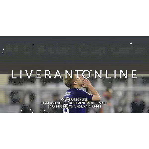 (110126) -- DOHA, Jan. 26, 2011 () -- Keisuke Honda of Japan celebrates the penalty goal during the semifinal match between Japan and South Korea at the Asian Cup in Doha, capital of Qatar, Jan. 25, 2011. Japan defeated South Korea 3-0 on penalties after a 2-2 draw to reach the Asian Cup final. (/Tao Xiyi)(xm) Doha , Coppa d\'Asia 2011 semifinali Giappone vs Corea del Sud AG. ALDO LIVERANI SAS ITALY ONLY