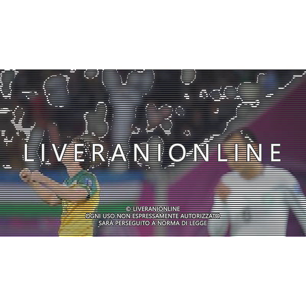 (110126) -- DOHA, Jan. 26, 2011 (Xinhua) -- Robbie Kruse (L) of Australia celebrates the goal during the Asian Cup semifinal match between Uzbekistan and Australia in Doha, capital of Qatar, Jan. 25, 2011. Australia won 6-0 and advanced to the final. (Xinhua/Chen Shaojin) (xm) Doha Coppa d\'Asia 2011 Uzbekistan vs Australia AG. ALDO LIVERANI SAS ITALY ONLY