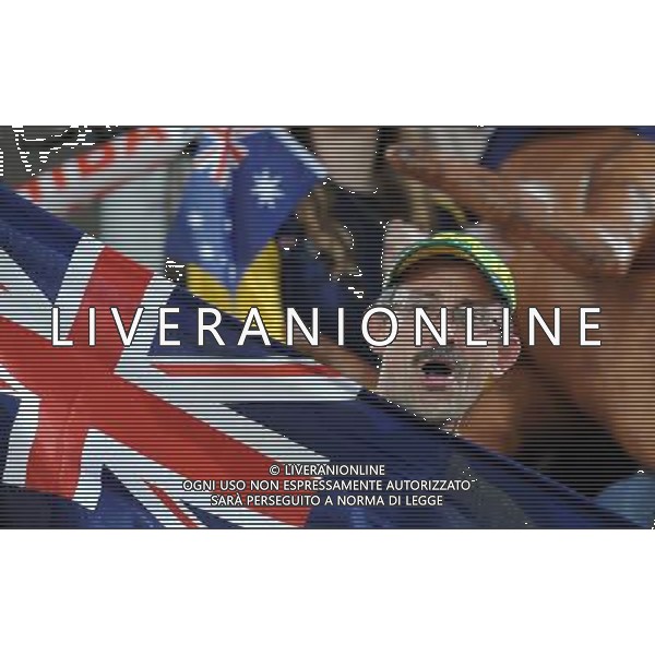 (110126) -- DOHA, Jan. 26, 2011 () -- A supporter of Australia team cheers during the Asian Cup semifinal match between Uzbekistan and Australia in Doha, capital of Qatar, Jan. 25, 2011. Australia won 6-0 and advanced to the final. (/Chen Shaojin) (xm) Doha Coppa d\'Asia 2011 Uzbekistan vs Australia AG. ALDO LIVERANI SAS ITALY ONLY