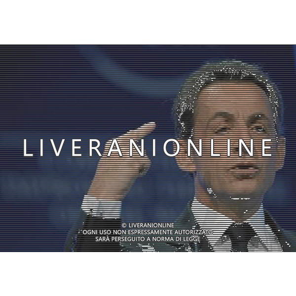 DAVOS/SWITZERLAND, 27JAN11 - Nicolas Sarkozy, President of France, gestures during the session \'Vision for the G20\' at the Annual Meeting 2011 of the World Economic Forum in Davos, Switzerland, January 27, 2011. World Economic Forum AG. ALDO LIVERANI SAS ITALY ONLY