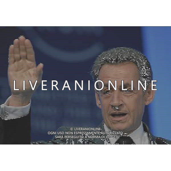 DAVOS/SWITZERLAND, 27JAN11 - Nicolas Sarkozy, President of France, gestures during the session \'Vision for the G20\' at the Annual Meeting 2011 of the World Economic Forum in Davos, Switzerland, January 27, 2011. World Economic Forum AG. ALDO LIVERANI SAS ITALY ONLY