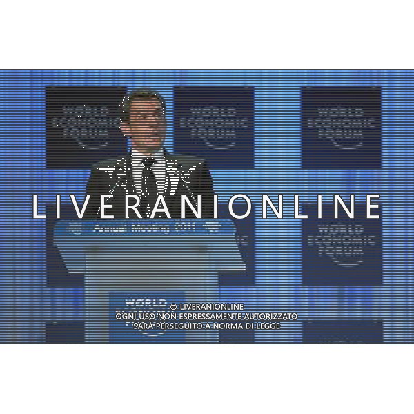DAVOS/SWITZERLAND, 27JAN11 - Nicolas Sarkozy, President of France, delivers his speech during the session \'Vision for the G20\' at the Annual Meeting 2011 of the World Economic Forum in Davos, Switzerland, January 27, 2011. World Economic Forum ©PHOTOSHOT/Agenzia Aldo Liverani Sas - ITALY ONLY - EDITORIAL USE ONLY -