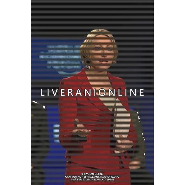 DAVOS/SWITZERLAND, 28JAN11 - Francine Lacqua, Anchor \'On the Move\' and Senior Correspondent, Bloomberg TV, United Kingdom is captured during the session \'WHAT IF: competitive devaluation becomes the global norm?\' at the Annual Meeting 2011 of the World Economic Forum in Davos, Switzerland, January 28, 2011. World Economic Forum ©PHOTOSHOT/Agenzia Aldo Liverani Sas - ITALY ONLY - EDITORIAL USE ONLY -