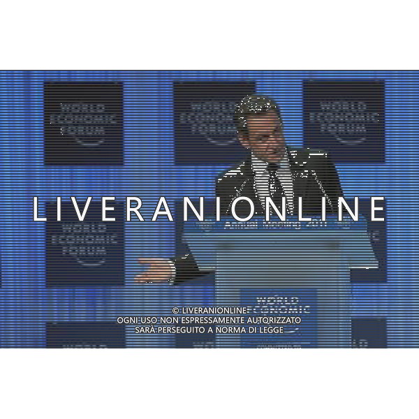 (110127) -- DAVOS, Jan. 27, 2011 () -- French President Nicolas Sarkozy gestures while speaking during the session \'Vision for the G20\' at the Annual Meeting 2011 of the World Economic Forum in Davos, Switzerland, Jan. 27, 2011. (/World Economic Forum)(axy) ©PHOTOSHOT/Agenzia Aldo Liverani Sas - ITALY ONLY - EDITORIAL USE ONLY -