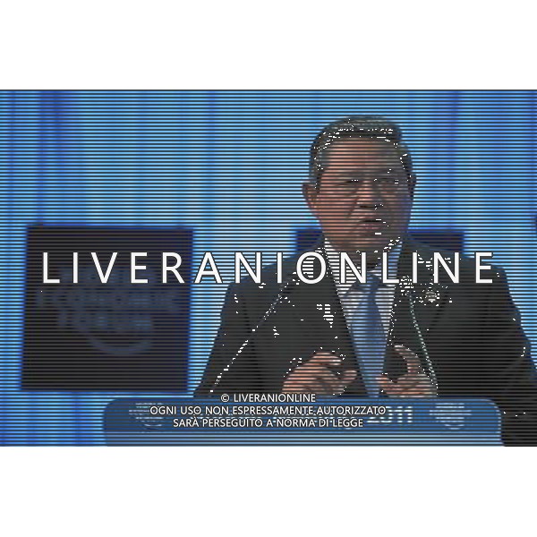 (110127) -- DAVOS, Jan. 27, 2011 () -- Indonesian President Susilo Bambang Yudhoyono delivers a speech during the session \'The Big Shift and the Imperative of 21st Century Globalism\' at the Annual Meeting 2011 of the World Economic Forum in Davos, Switzerland, Jan. 27, 2011. (/World Economic Forum)(axy) ©PHOTOSHOT/Agenzia Aldo Liverani Sas - ITALY ONLY - EDITORIAL USE ONLY -