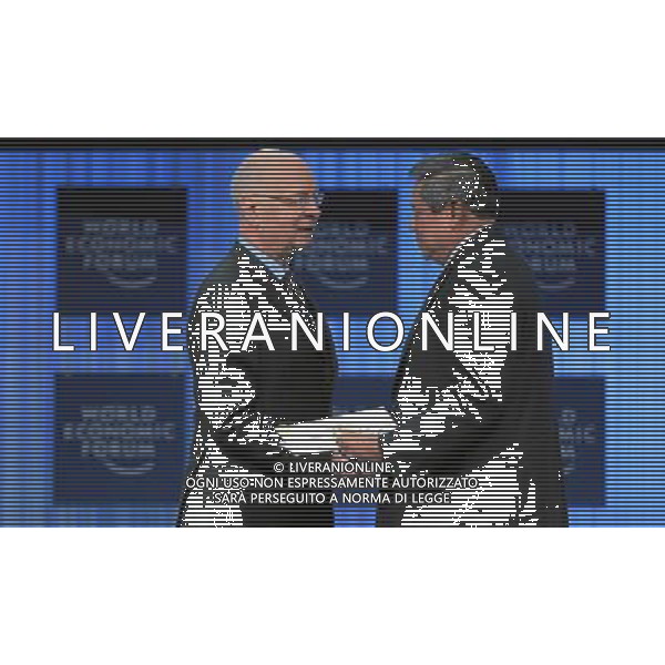(110127) -- DAVOS, Jan. 27, 2011 () -- Indonesian President Susilo Bambang Yudhoyono (R) shakes hands with World Economic Forum founder and Executive Chairman Klaus Schwab, during the session \'The Big Shift and the Imperative of 21st Century Globalism\' at the Annual Meeting 2011 of the World Economic Forum in Davos, Switzerland, Jan. 27, 2011. (/World Economic Forum)(axy) ©PHOTOSHOT/Agenzia Aldo Liverani Sas - ITALY ONLY - EDITORIAL USE ONLY -